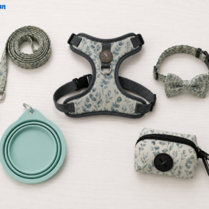 SHIYUAN Sage Green Custom Dog Harness Leash Collar 5Set
